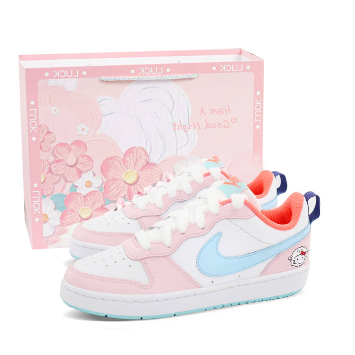 Nike Nike Court Borough Baa Sheep, Shopping Bag Slip Resistant Abrasion Resistant Low top Skateboard Shoes Pink