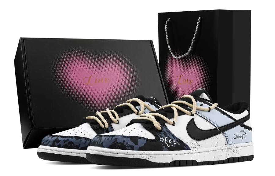 Nike Nike Dunk Misty Star 1 Heart Box Slip Resistant Abrasion Resistant Low top Skateboard Shoes Unisex Blue Black