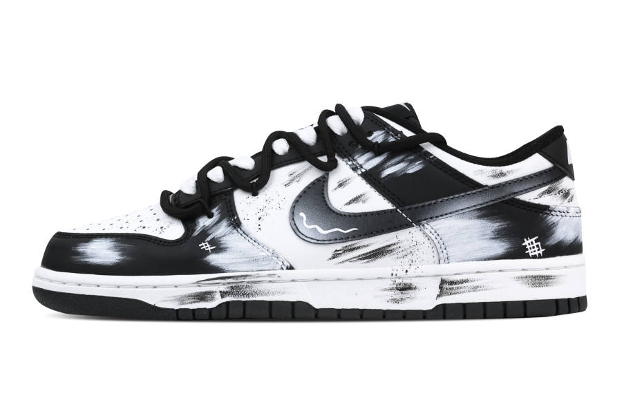 Nike Nike Dunk Mist Black With White Slip Resistant Abrasion Resistant Low top Skateboard Shoes Unisex Black White