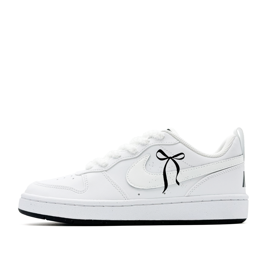 Nike Nike Court Borough Black Bowknot, Cute, Girlish, Sweet Style, Cartoon, Anti Aging, Campus Synthetic Leather