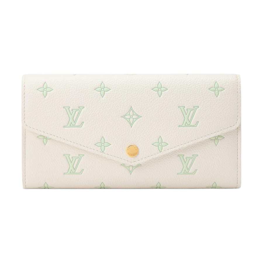LOUIS VUITTON Sarah Cow Leather Wallet Women's Milk White & Green