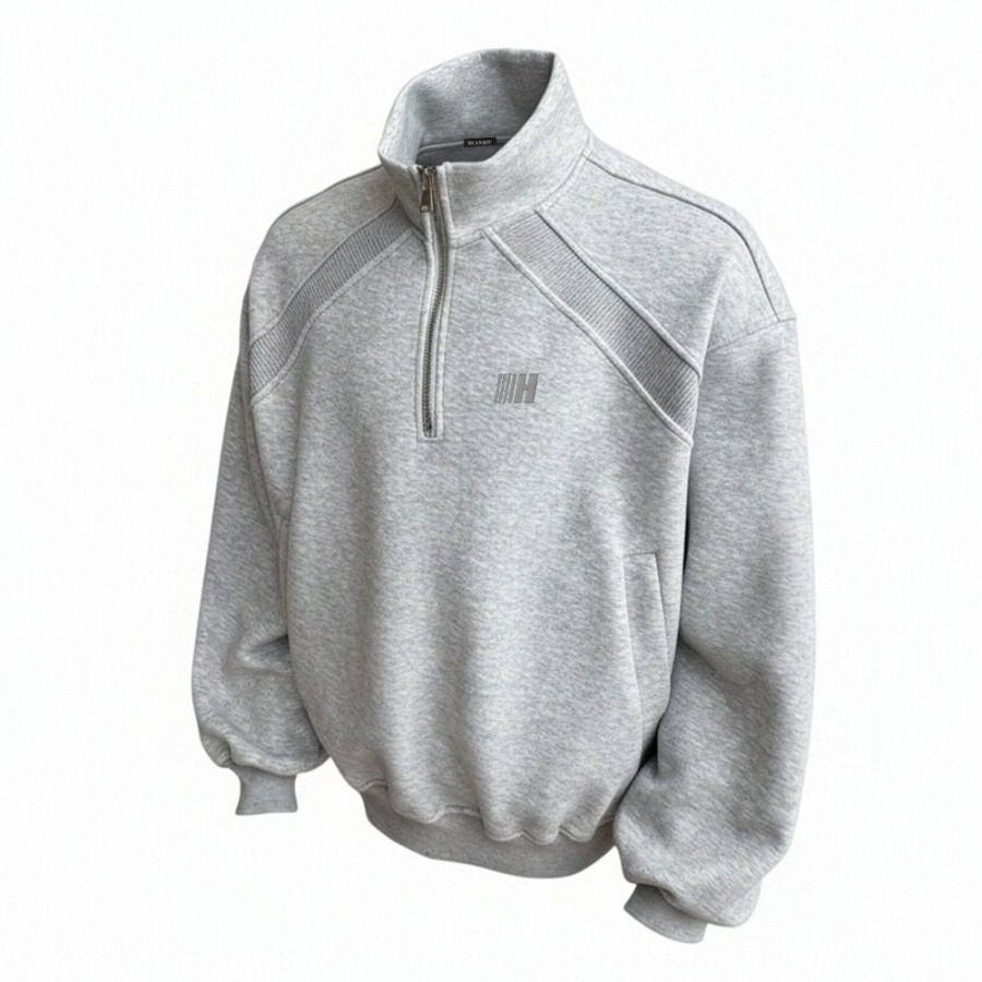 HUANQIU Sweatshirts Unisex Stand Collar Moderate Heavyweight