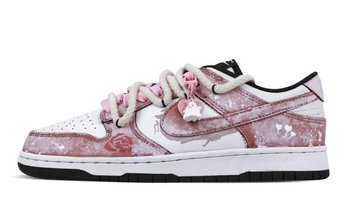 Nike Nike Dunk Rose Mist Knot 1 Slip Resistant Abrasion Resistant Low top Skateboard Shoes Unisex Pink White