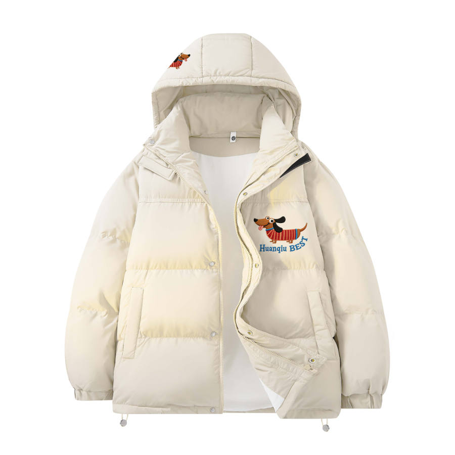 HUANQIU Down Jackets Unisex Hooded Thickened Puffer Jacket