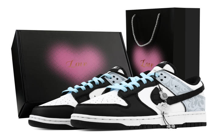 Nike Nike Dunk Light Blue Chinese Style 1 Heart Box Slip Resistant Abrasion Resistant Low top Skateboard Shoes Unisex