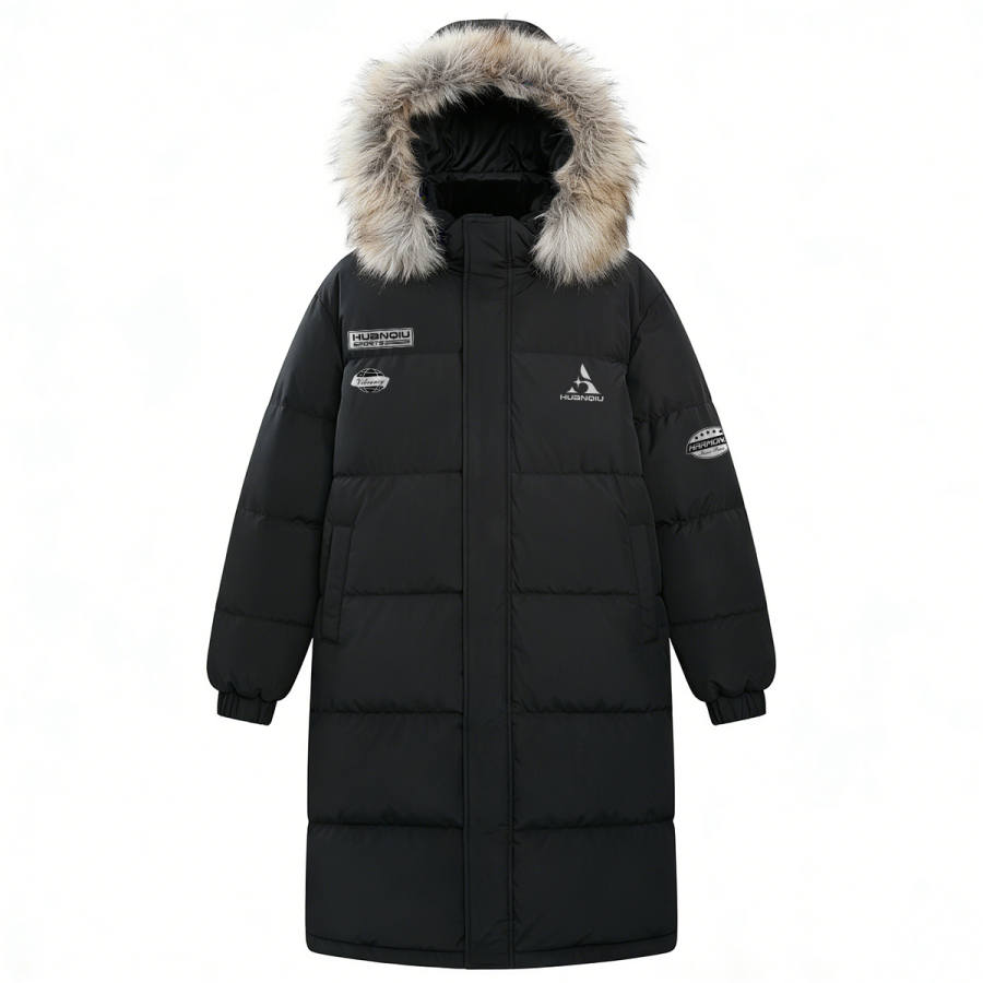 HUANQIU Down Jackets Unisex Hooded Thickened Parka Down Jacket
