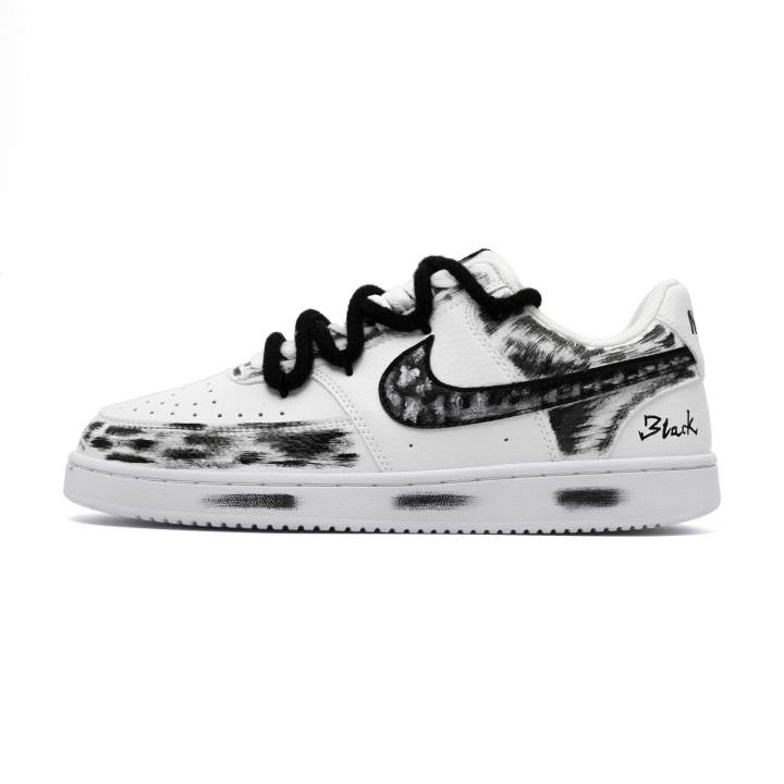 Nike Nike Court Vision 1 Gothic Gods Cushioning Abrasion Resistant Breathable Low top Skateboard Shoes Unisex Black White