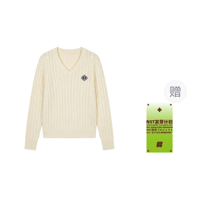 NSTNEW START Sweaters Women's White V Neck Moderate Base Layer