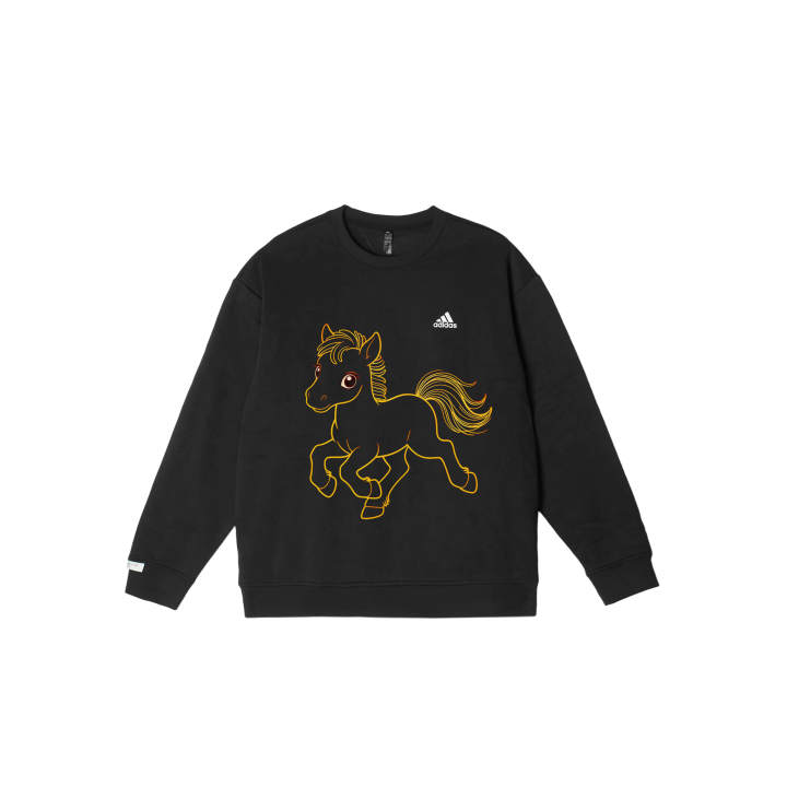 Adidas Adidas LABEL Sweatshirts Unisex Black Crew Neck Moderate