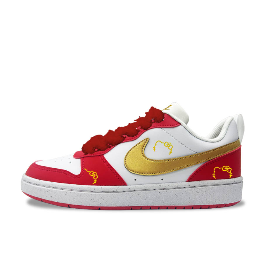 Nike Nike Court Borough Chill Age Gold Branch Abrasion Resistant Low top Kids' Skateboarding Shoes Red Teenagers