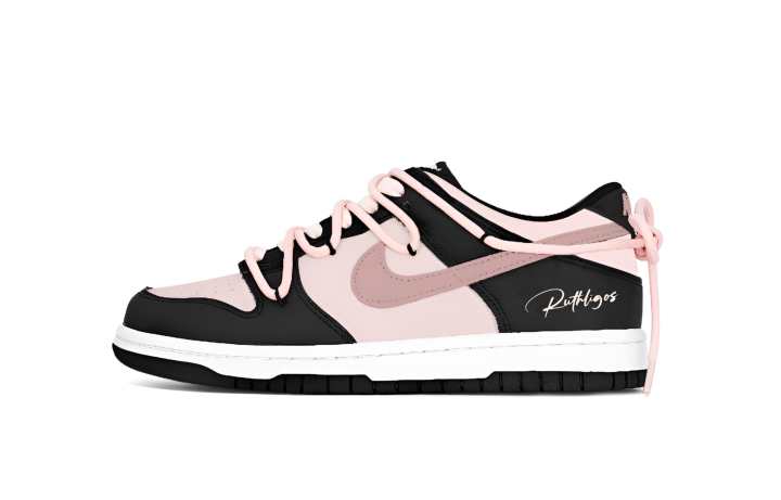 Nike Nike Dunk Cheese Strawberry Leather Abrasion Resistant Low top Kids' Skateboarding Shoes Black Pink