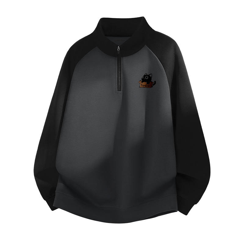 Tonlion Sweatshirts Unisex Stand Collar Moderate Regular
