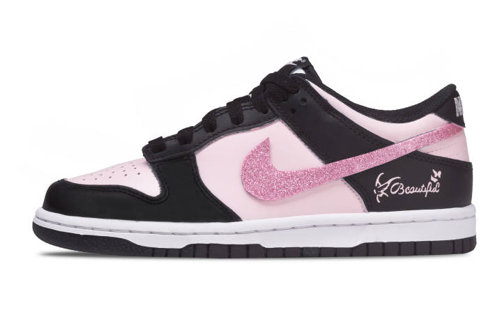 Nike Nike Dunk Black Leather Slip Resistant Slip Resistant Low top Kids' Skateboarding Shoes Black Pink Unisex