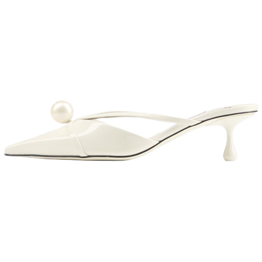 Jimmy Choo Sana Closed Toe Slippers 5cm Women's Latte & White