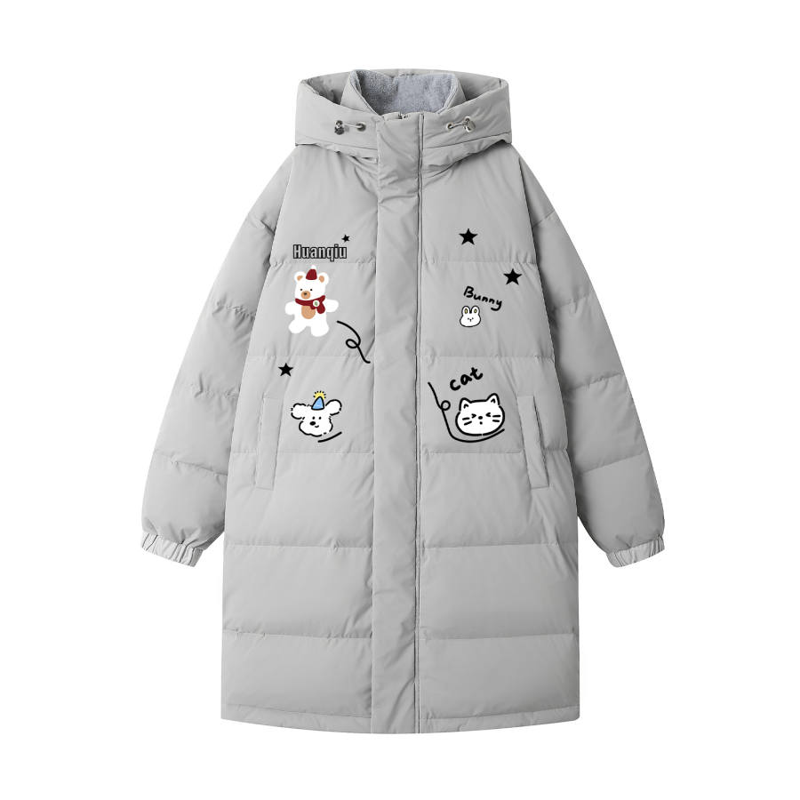 HUANQIU Down Jackets Unisex Hooded Thickened Down Coat