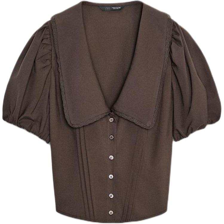 ZARA Shirts Women's Brown V Neck