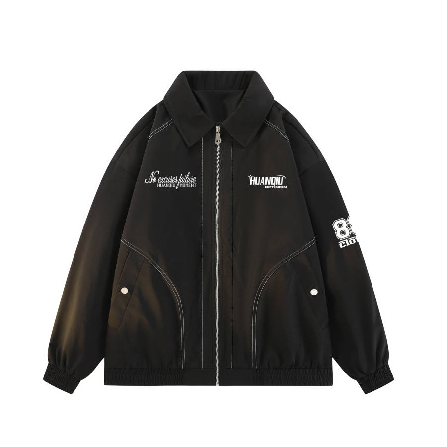 HUANQIU Jackets Unisex Lapel Moderate Workwear