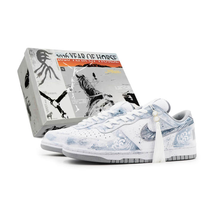 Nike Nike Big Abrasion Resistant Breathable Low top Skateboard Shoes Men's White Gray Blue