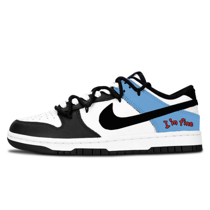 Nike Nike Dunk Black White, Blue Tone Trendy Abrasion Resistant Abrasion Resistant Low top Skateboard Shoes Unisex Blue