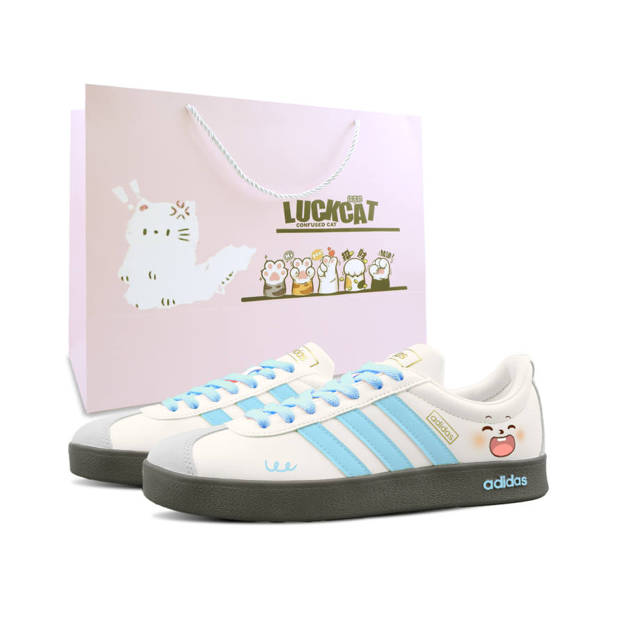 Adidas Adidas VL COURT 2.0 Blue Mist Elf, Special Shopping Bag Abrasion Resistant Low top German Army Trainers Unisex Sky Blue