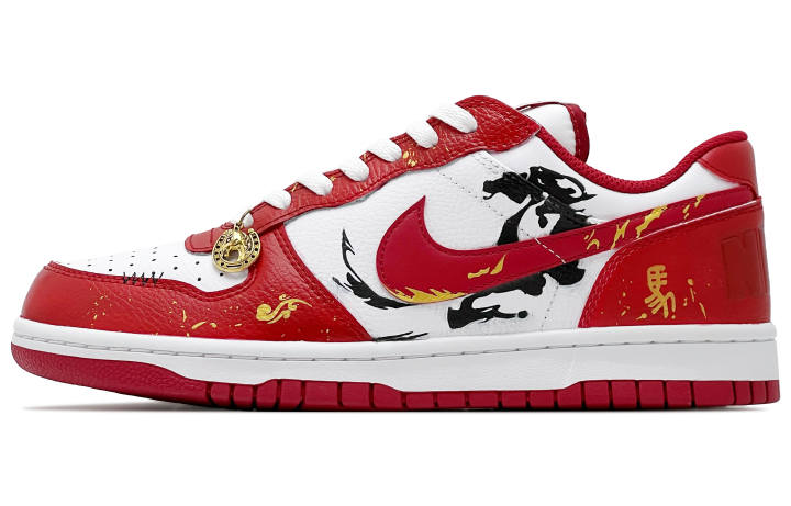 Nike Nike Big Abrasion Resistant Breathable Abrasion Resistant Breathable Low top Skateboard Shoes Men's White Red