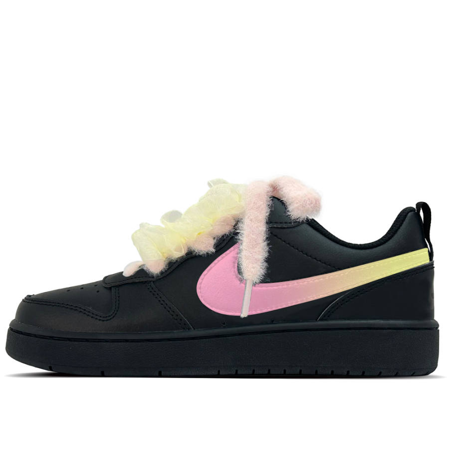Nike Nike Court Borough Sweet Dream Nebula Leather Slip Resistant Abrasion Resistant Low top Kids' Skateboarding Shoes Black