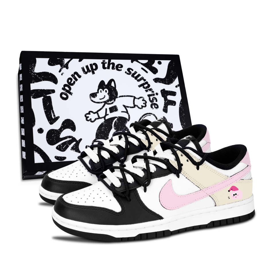 Nike Nike Dunk Black White, Pink And Adorable Trend Leather Slip Resistant Abrasion Resistant