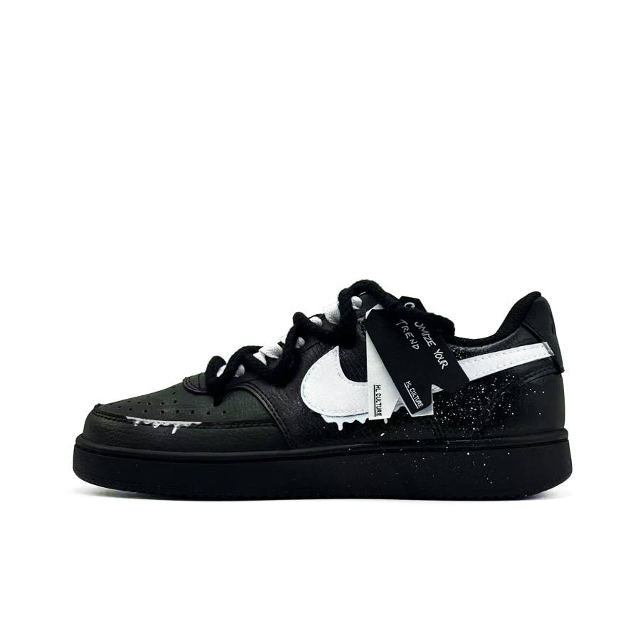 Nike Nike Court Vision Dark Realm Cushioning, Wear Resistant Low top Skateboard Shoes Unisex Black White