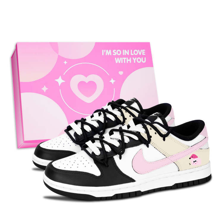 Nike Nike Dunk Black White, Pink And Adorable Trend Leather Slip Resistant Abrasion Resistant