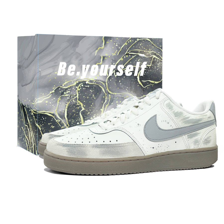 Nike Nike Court Vision 1 Romantic Gentleman Abrasion Resistant Balance Low top Skateboard Shoes Men's Gray
