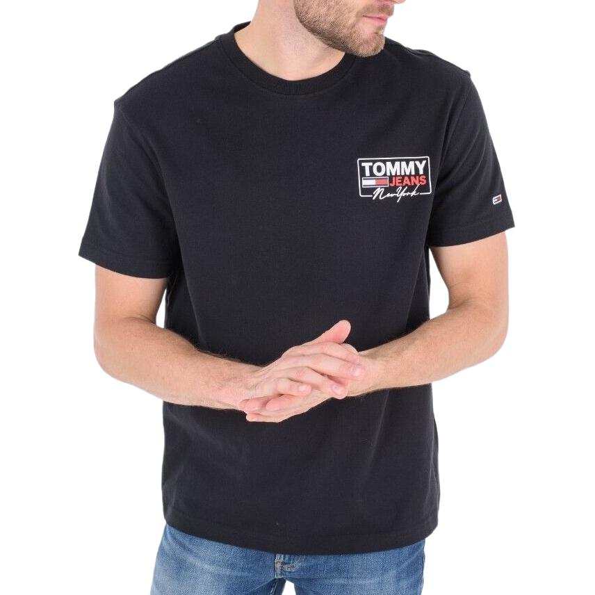 Tommy Hilfiger T Shirts Men's Black Crew Neck Straight Fit