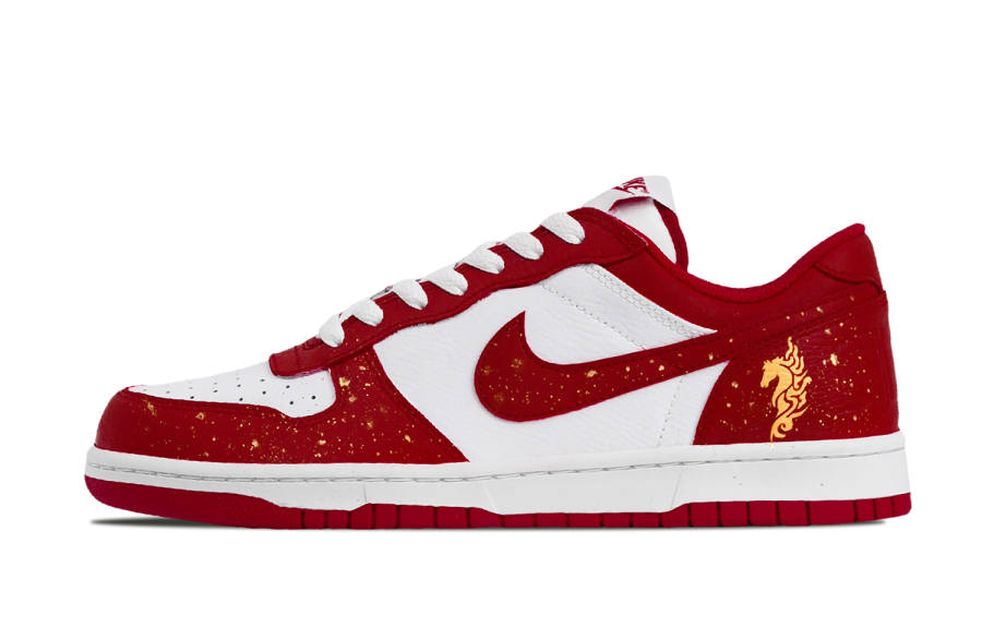 Nike Nike Big Year Of The Horse Success And Prosperity Slip Resistant Low top Skateboard Shoes Men's White Red, Gold