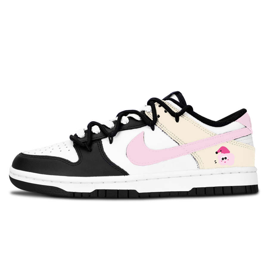 Nike Nike Dunk Black White, Pink And Adorable Trend Leather Slip Resistant Abrasion Resistant
