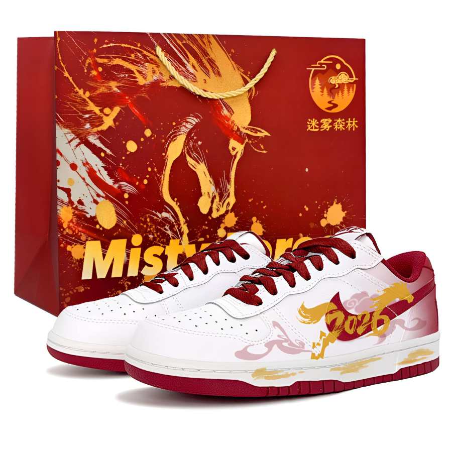 Nike Nike Big Horse Stepping On Auspicious Clouds, Shopping Bag Included Low top Skateboard Shoes Men's Red