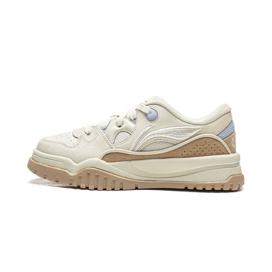 Li-Ning Li Ning Trendy Leap Slip Resistant, Abrasion Resistant, Height Increasing Low top Skateboard Shoes Women's White Brown