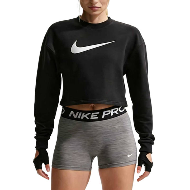 Nike Nike Pro Sweatshirts Women's Black/Metallic Silver/White Crew Neck Moderate