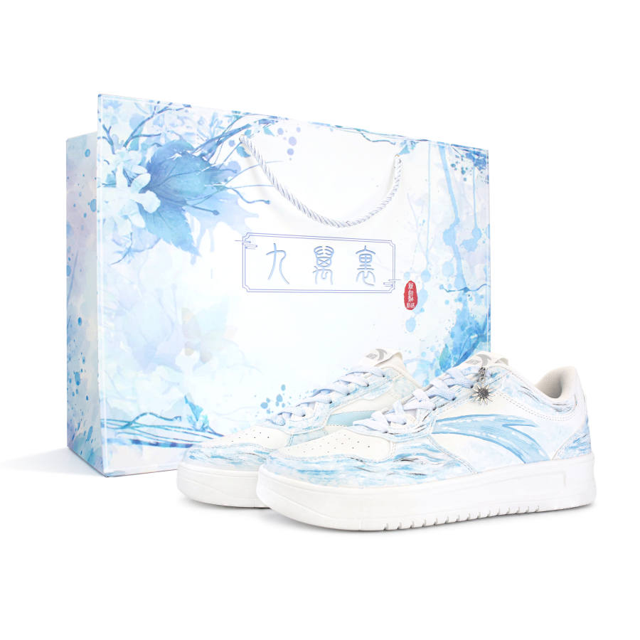 Anta Easy Slip Resistant Cushioning Low top Skateboard Shoes Unisex Blue White