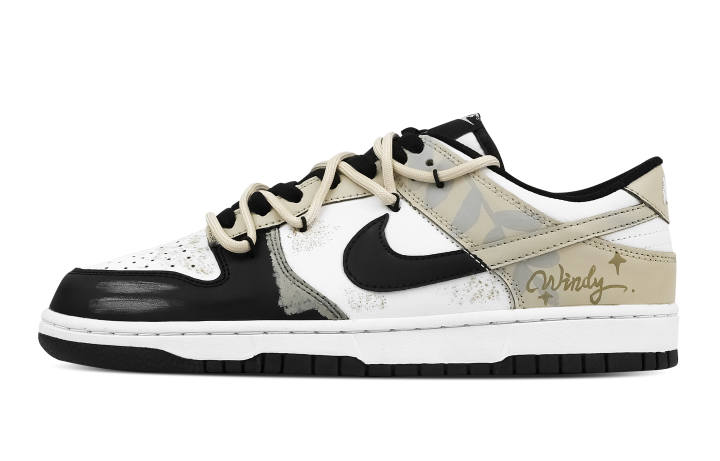 Nike Nike Dunk Soft Star Style 1 Abrasion Resistant Low top Skateboard Shoes Unisex Black Beige