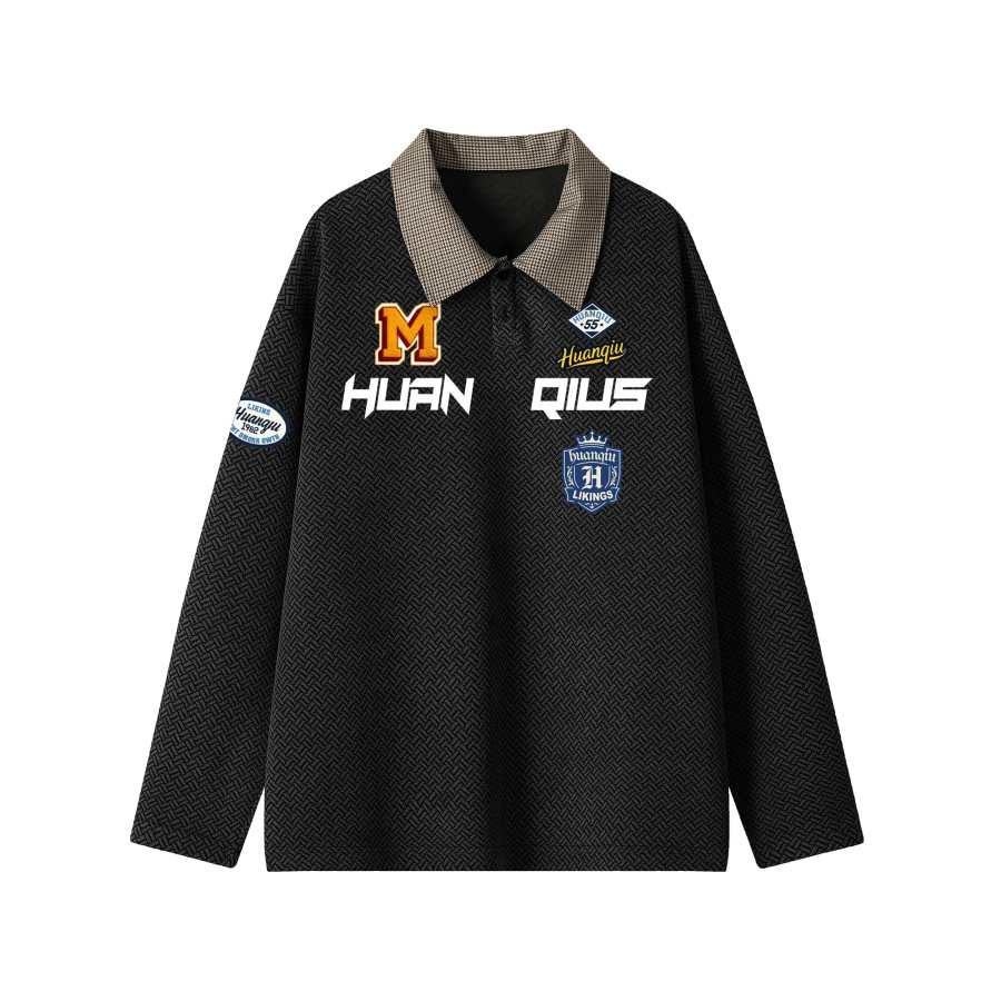 HUANQIU T Shirts Unisex Henry Collar Moderate Straight Fit