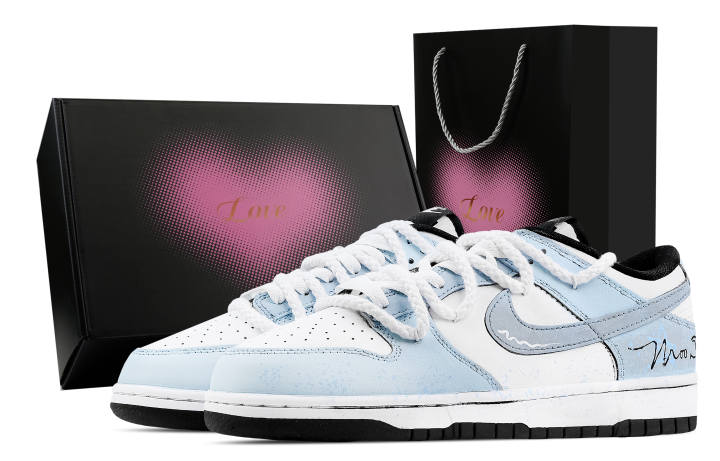 Nike Nike Dunk Moonlight Illuminated Heart Box Abrasion Resistant Low top Skateboard Shoes Unisex Blue White
