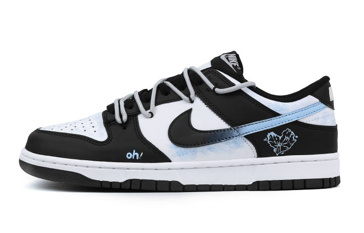 Nike Nike Dunk Ink Blue Heartprints 1 Abrasion Resistant Low top Skateboard Shoes Unisex Black Blue