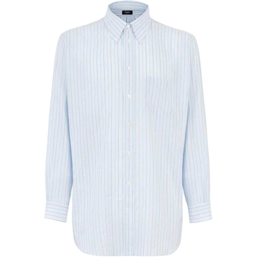 FENDI Shirts Men's Light Blue Pointed Collar Moderate Other