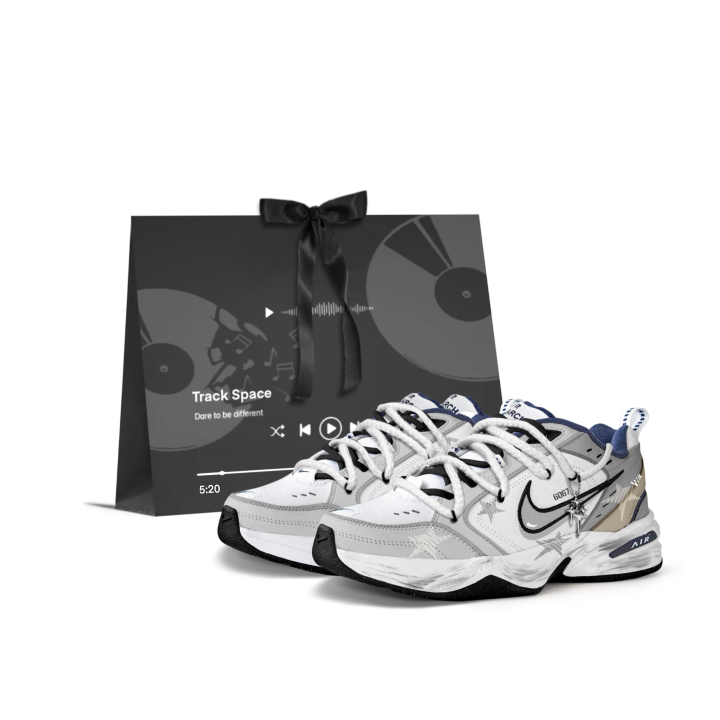 Nike Nike Air Monarch 4 Star Wish Cushioning, Wear Resistant Low top Chunky Sneakers Unisex Silver White