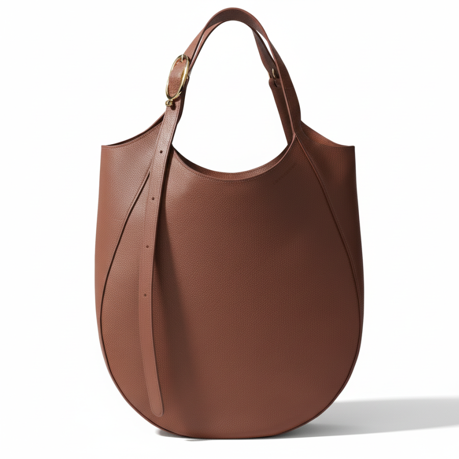 LONGCHAMP Le Foulonné Cow Leather Handbag Extra Large Women's Coffee