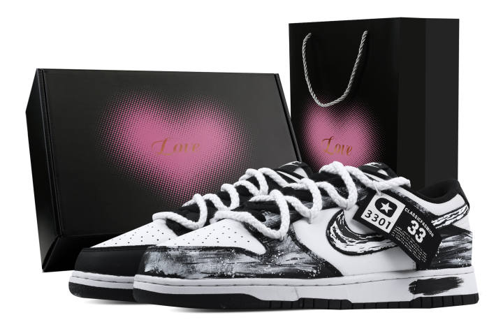 Nike Nike Dunk White Ink Heart Box Leather Slip Resistant, Abrasion Resistant, Lightweight Cushioning Low top