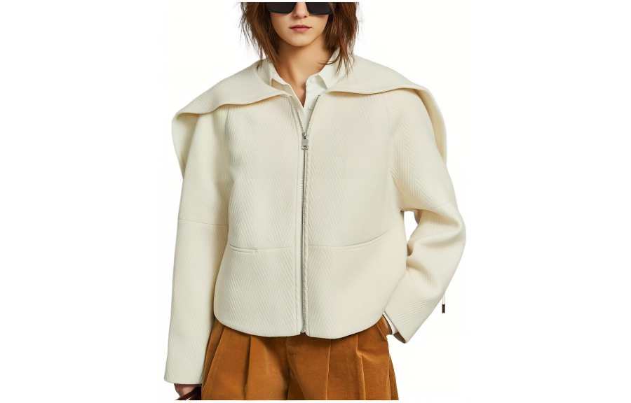 ELLE ELLE Jackets Women's Ecru Lapel Thickened Other