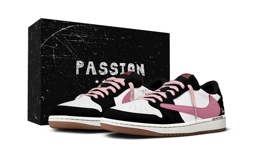 Jordan Travis Scott x Jordan Air Jordan 1 Pink Ink Fashion Trend Abrasion Resistant Abrasion Resistant Low top