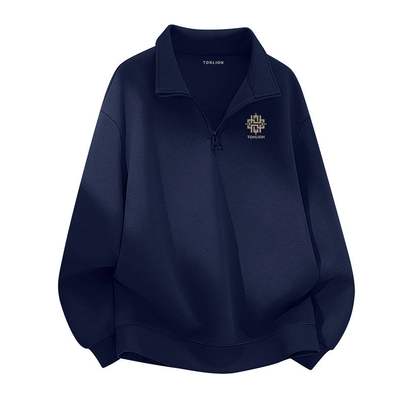 Tonlion Sweatshirts Unisex Stand Collar Moderate Regular