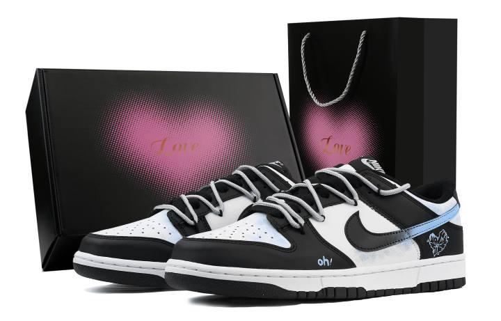 Nike Nike Dunk Ink Blue Heart Box Abrasion Resistant Low top Skateboard Shoes Unisex Black Blue