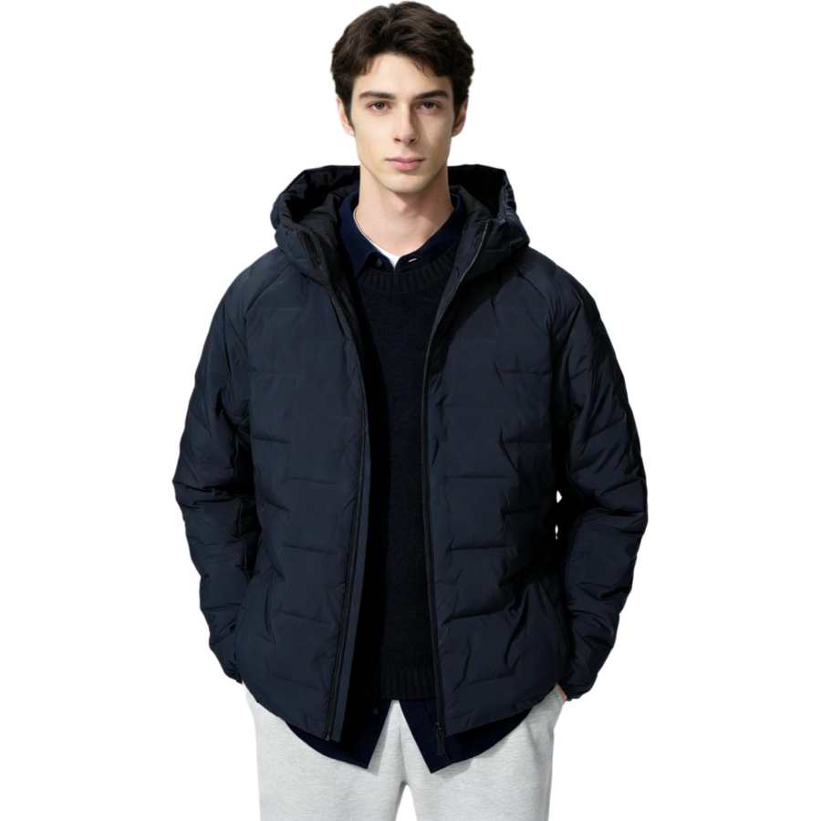 UNIQLO Puffer Jackets Men's Marine Blue Hooded Moderate Other